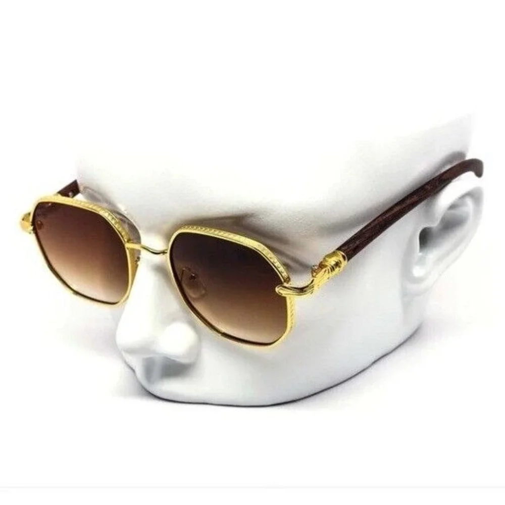 Men Sunglasses Brown Gradient Lens Hip Hop‎ Street Wear Trendy Round Classic New